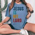 Jesus Is My Lord – Christian Faithintage Graphic レディースオーバーサイズコンフォートTシャツ Blue Jean