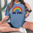 Lgbtq Be You Pocket Gay Pride Lgbt Ally Rainbow Flagintage レディースオーバーサイズコンフォートTシャツ Blue Jean