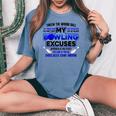 My Bowling 言い訳 おもしろボーリングギフト レディースオーバーサイズコンフォートTシャツ Blue Jean