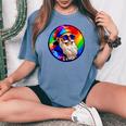 Santaclaus Rainbow 長袖tシャツ レディースオーバーサイズコンフォートTシャツ Blue Jean