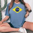 グリーン ブラジル国旗 サッカー ファン 男性 女性 男の子 女の子 キッズ レディースオーバーサイズコンフォートTシャツ Blue Jean