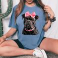 コケット ボウケーン コルソ 犬 ママ ピンクリボン 女の子 レディースオーバーサイズコンフォートTシャツ Blue Jean