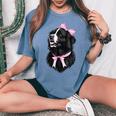 コケット リボン ニューファンドランド 犬 犬 ママ ピンクリボン 女の子 レディースオーバーサイズコンフォートTシャツ Blue Jean