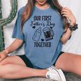 初めての父の日 Together Beer First Time Dad レディースオーバーサイズコンフォートTシャツ Blue Jean