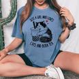 猫が大好きな女の子とボバティーラグドール猫好き レディースオーバーサイズコンフォートTシャツ Blue Jean