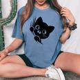 面白い猫 子猫 キティギフト 男性 女性 子供 男の子 女の子 長袖tシャツ レディースオーバーサイズコンフォートTシャツ Blue Jean