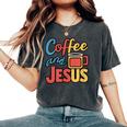 Coffee And Jesus Awesome Christian Caffeine Lover Church レディースオーバーサイズコンフォートTシャツ Pepper