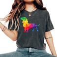 Dachshund Gay Pride Lgbt Lgbtq Rainbow Flag Dog Lovers レディースオーバーサイズコンフォートTシャツ Pepper