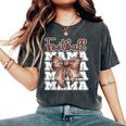 Football Mama Coquette Bow Sport Mom Game Women's Oversized Comfort T-Shirt Pepper