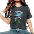 Ufo Hovering Over Weird Mushroomsci-Fi Magichrooms レディースオーバーサイズコンフォートTシャツ Pepper