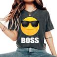 Girl & Boy Boss サングラス 顔文字シャツ クールな顔 レディースオーバーサイズコンフォートTシャツ Pepper