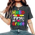 Hello First Grade Back Tochool 1St Day Of 1St Grade レディースオーバーサイズコンフォートTシャツ Pepper