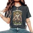 I'll Protect You Kitten Wolf Meme Joke 皮肉な女性 男性 レディースオーバーサイズコンフォートTシャツ Pepper