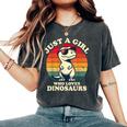 Just A Girl Who Loves Dinosaurs おもしろレトロ恐竜 T-Rex レディースオーバーサイズコンフォートTシャツ Pepper