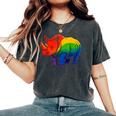 Lgbt 力強い虹色のサイ Rainbow Rhinoceros Graphic レディースオーバーサイズコンフォートTシャツ Pepper