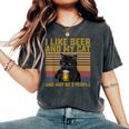 I Like Beer My Cat And Maybe 3人 猫好き ギフト レディースオーバーサイズコンフォートTシャツ Pepper