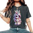 Lila かわいいユニコーンデザイン 女の子用 名前 Lila レディースオーバーサイズコンフォートTシャツ Pepper