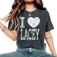 I Love Lacey バレンタイン ガールフレンド 女の子 娘 ハート 妻 レディースオーバーサイズコンフォートTシャツ Pepper