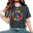 Peace Love Flower Power レトロ ヒッピー コスチューム タイダイ 60年代 70年代 レディースオーバーサイズコンフォートTシャツ Pepper