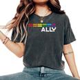Proud Ally Bars Equality Lgbtq Rainbow Flag Gay Pride Ally レディースオーバーサイズコンフォートTシャツ Pepper