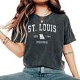 St Louis Missouri Mo ヴィンテージ アスレチック スポーツデザイン レディースオーバーサイズコンフォートTシャツ Pepper