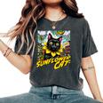 Sunflower Cat 黒猫 ひまわり 向日葵 アメコミ ネタアイテム レディースオーバーサイズコンフォートTシャツ Pepper