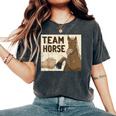 Team Horse 面白い馬のデザイン レディースオーバーサイズコンフォートTシャツ Pepper