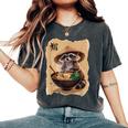 アライグマ 男性 女性 かわいい 食べる ラーメン 和 タヌキ レディースオーバーサイズコンフォートTシャツ Pepper