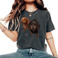 ダックスフントシャツ Weiner Dog Mom Dad Love Doxie Puppy キュート レディースオーバーサイズコンフォートTシャツ Pepper
