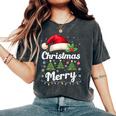 メリークリスマスライト 赤いサンタ帽子 クリスマス ファミリー 男性 女性 レディースオーバーサイズコンフォートTシャツ Pepper