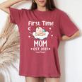 First Time Mom Est 2025 Cute Mother's Father's Day Women's Oversized Comfort T-Shirt Blue Jean First Time Mom Est 2025 Cute Mother's Father's Day Women's Oversized Comfort T-Shirt Blue Jean
