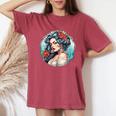 Chicano Girl メキシコ系アメリカ人 シカーノ ヒスパニック ラティーナ レディースオーバーサイズコンフォートTシャツ Crimson