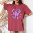In My Chicken Mom Era Retro Groovy Mama Farm Country Animals Women's Oversized Comfort T-Shirt Crimson