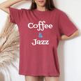 Coffee & Jazz シャツ ユニセックス コーヒー愛好家 ジャズ レディースオーバーサイズコンフォートTシャツ Crimson