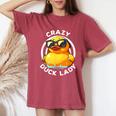 Crazy Duck Lady キュート アヒル ママ アヒルの所有者 面白い I Love Ducks レディースオーバーサイズコンフォートTシャツ Crimson