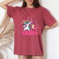 Dabbing ユニコーン 恐竜 男性 女性 男の子 女の子 キッズ ドバイ レディースオーバーサイズコンフォートTシャツ Crimson