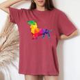 Dachshund Gay Pride Lgbt Lgbtq Rainbow Flag Dog Lovers レディースオーバーサイズコンフォートTシャツ Crimson