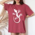 Gecko Dad Mom Lover モノクロ ヤモリ レディースオーバーサイズコンフォートTシャツ Crimson