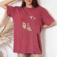 Girl With Red Horns 日本アートスタイル 面白いグラフィックtシャツ レディースオーバーサイズコンフォートTシャツ Crimson