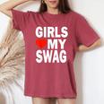 Girls Love Mywag シャツ おもしろい言葉 ガールズ Love Mywag レディースオーバーサイズコンフォートTシャツ Crimson