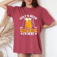 Golf And Beer That's Why I'm Here 面白いゴルファーの言葉 レディースオーバーサイズコンフォートTシャツ Crimson