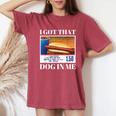 I Got That Dog In Me、 Hot Dog Meme レディースオーバーサイズコンフォートTシャツ Crimson
