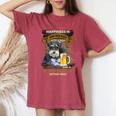 Happiness Is An Old Man With A Beerchnauzeritting Near Near レディースオーバーサイズコンフォートTシャツ Crimson