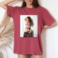 Hot Girl On 男性用 紫のセクシーなモデル レディースオーバーサイズコンフォートTシャツ Crimson