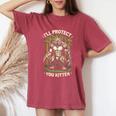 I'll Protect You Kitten Wolf Meme Joke 皮肉な女性 男性 レディースオーバーサイズコンフォートTシャツ Crimson