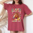 Just Really Like Horses グルーヴィーな乗馬 乗馬 レディースオーバーサイズコンフォートTシャツ Crimson