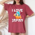 I Love Japan Kawaii Anime Girl Neko Cat Girl Otaku Weeb レディースオーバーサイズコンフォートTシャツ Crimson
