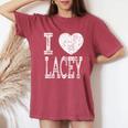 I Love Lacey バレンタイン ガールフレンド 女の子 娘 ハート 妻 レディースオーバーサイズコンフォートTシャツ Crimson