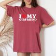 I Love My Girlfriend I Heart My Gf バレンタインデー レディースオーバーサイズコンフォートTシャツ Crimson
