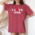 I Love Nor Match Girlfriend & Boyfriend Nor Name レディースオーバーサイズコンフォートTシャツ Crimson